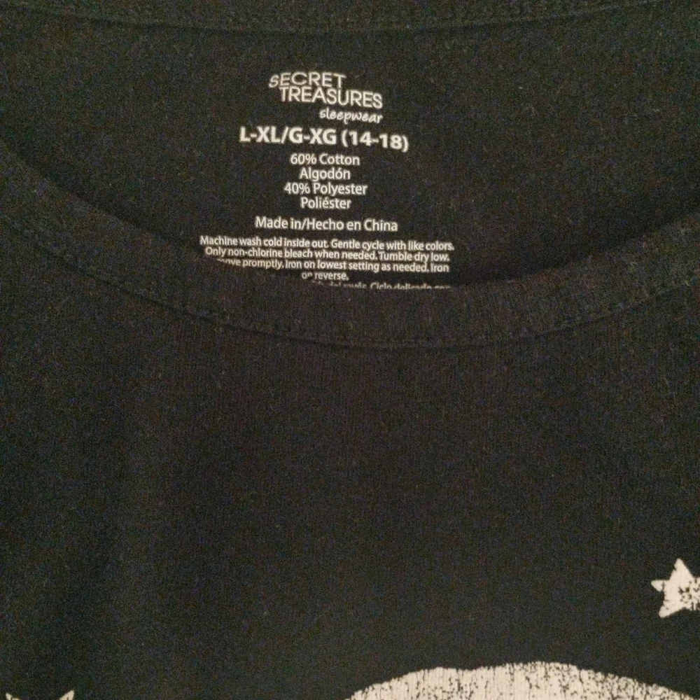 Secret Treasures Moon Graphic Sleep Shirt Black White L–XL